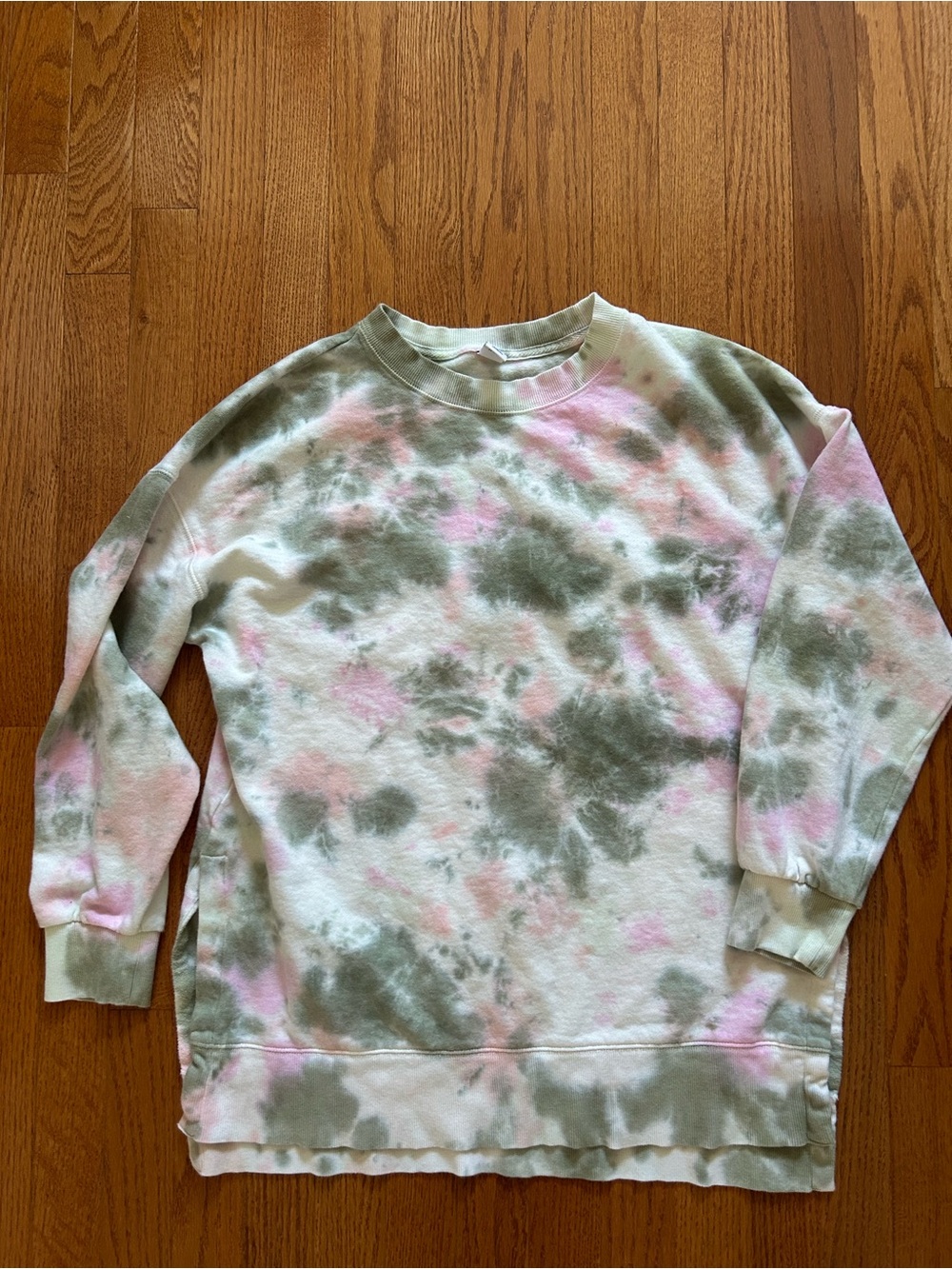 Old Navy Pink & Olive Tie-Dye Crewneck Sweatshirt